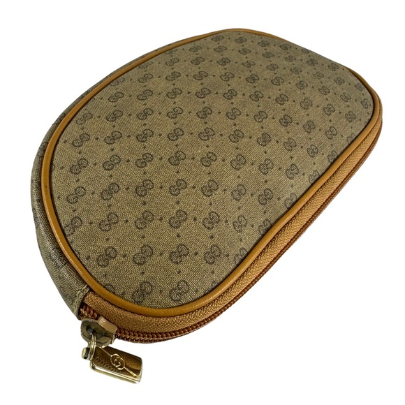 70's GUCCI Beige Canvas Micro Supreme GG Pattern Makeup Pouch Bag Authenticated - Picture 6 of 15